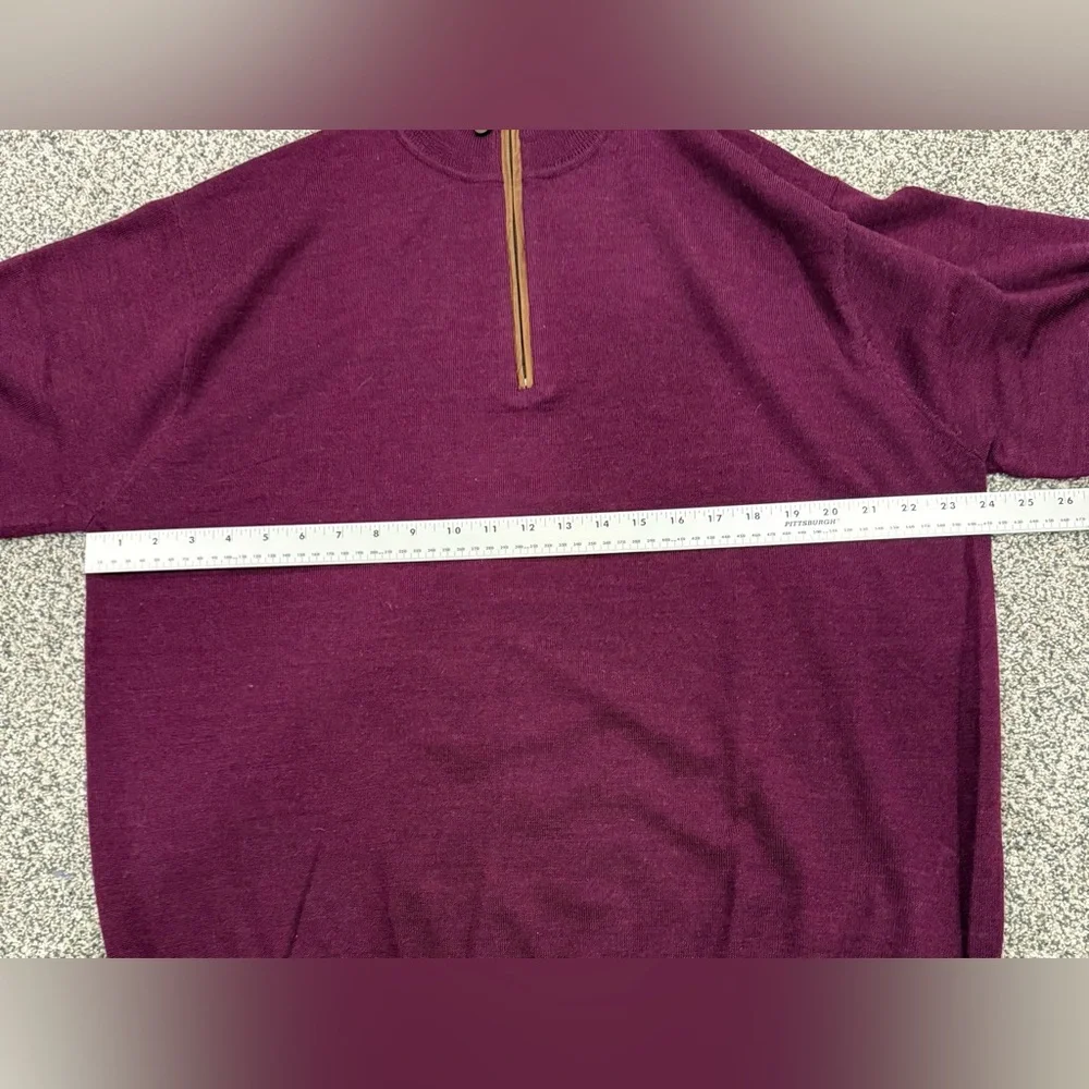 Orvis Men's Eggplant Purple Half Zip Merino Wool Sweater Academia Classy Size L